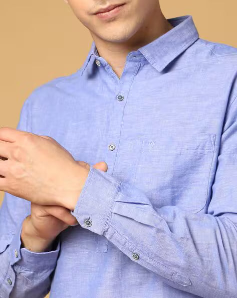 Men Slim Fit Half-Placket Shirt