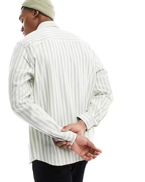 Striped Relaxed Fit Oxford Shirt with Button-Down Collar