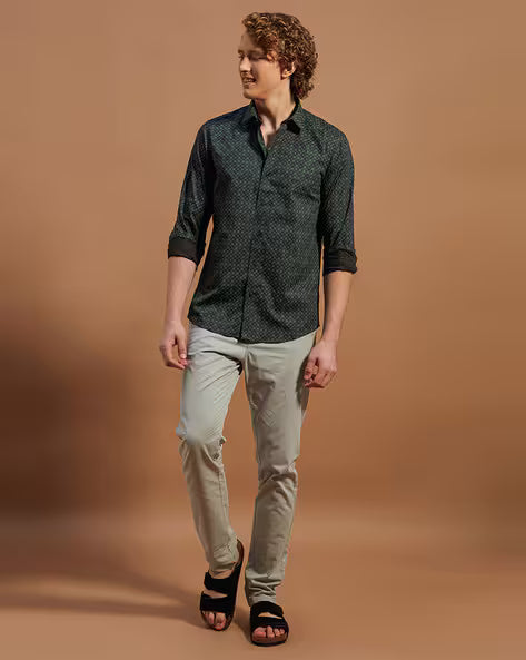 Men Block Print Slim Fit Shirt
