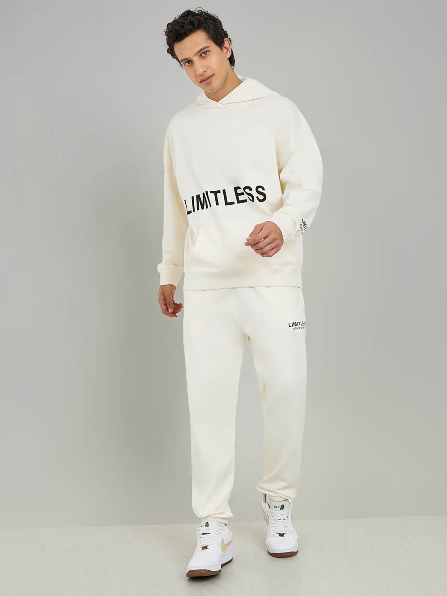 Styli Men Cream Cotton Co-ords Set