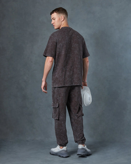 Men's Brown Oversized Acid Wash Co-ord Set