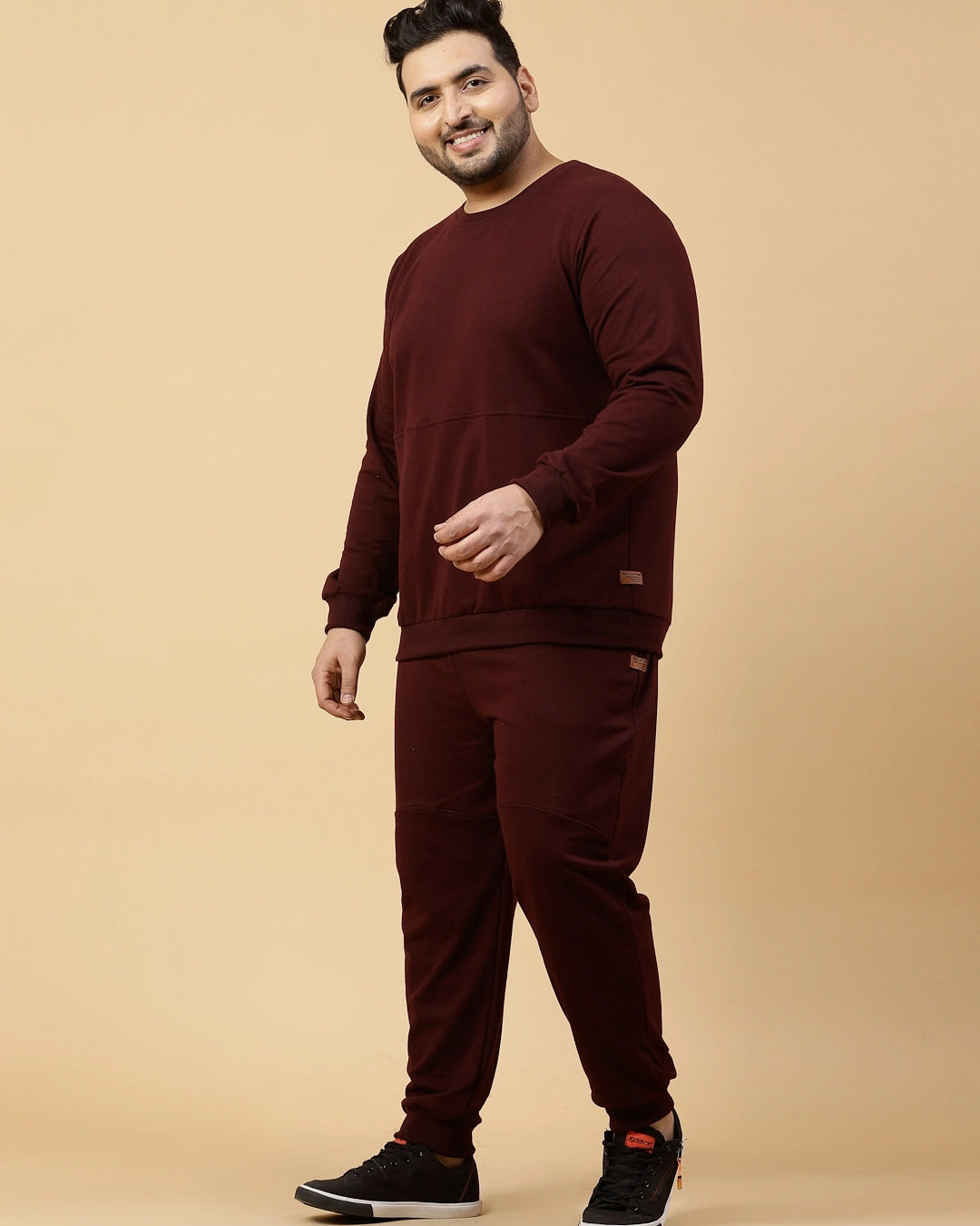 Men's Maroon Plus Size Co-ord Set