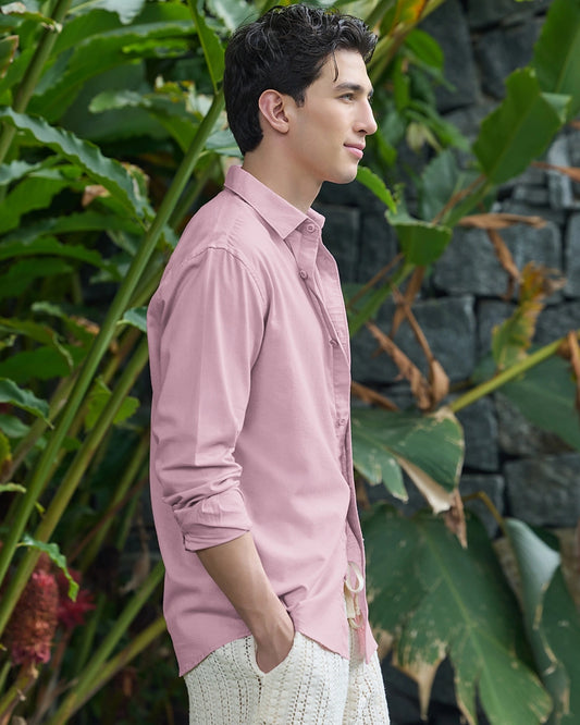 Men's Pink Cotton Linen Shirt