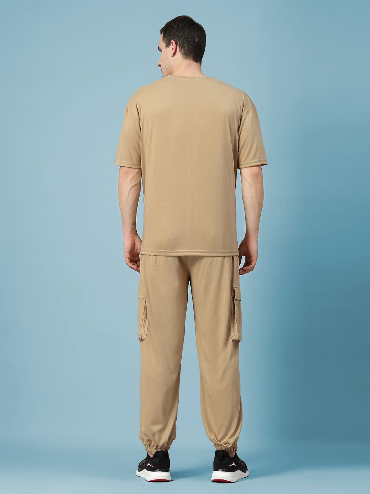 CHKOKKO Khaki Men Summer Co-ord Set