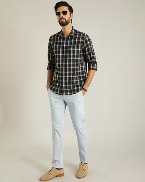 Men Checked Slim Fit Shirt