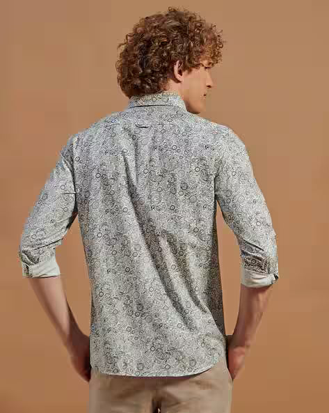Men Abstract Print Slim Fit Shirt