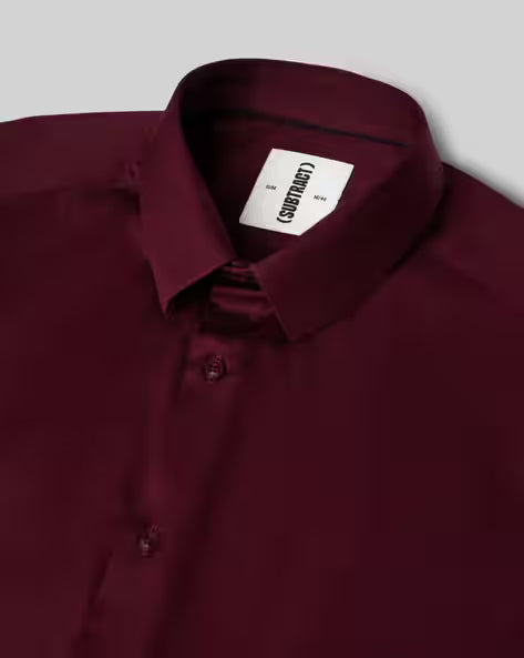Men Slim Fit Shirt with Spread Collar