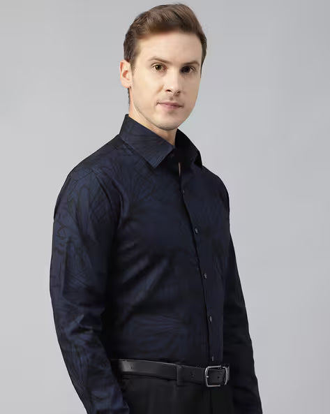 Men Floral Print Slim Fit Shirt with Full Sleeves