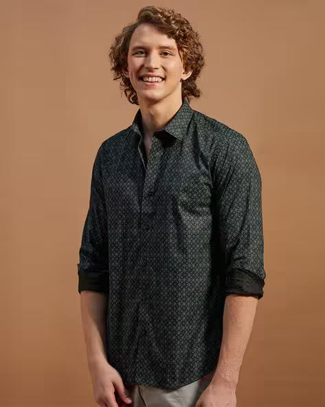 Men Block Print Slim Fit Shirt