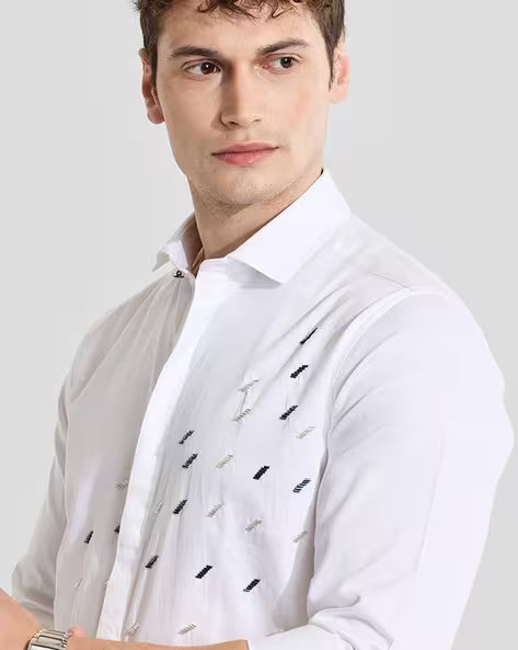 Men Embellished Slim Fit Shirt