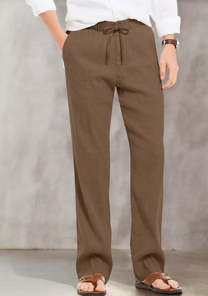 PACK OF 2  Linen Pants | Breathable Comfort & Timeless Style ( White & Brown)