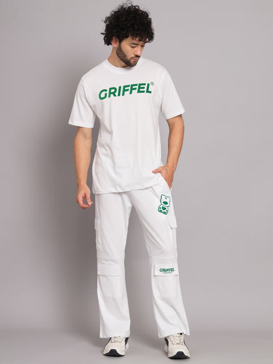 Griffel White Men Registered Print White Co-ord Set