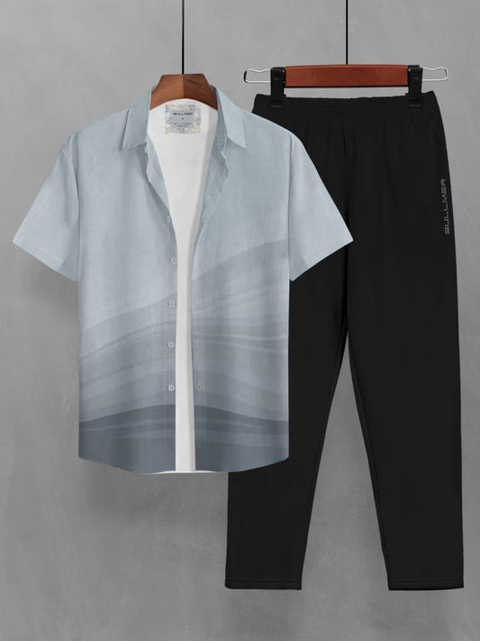 BULLMER Mens Blue Trendy Shirt & Pant Co-ord Set