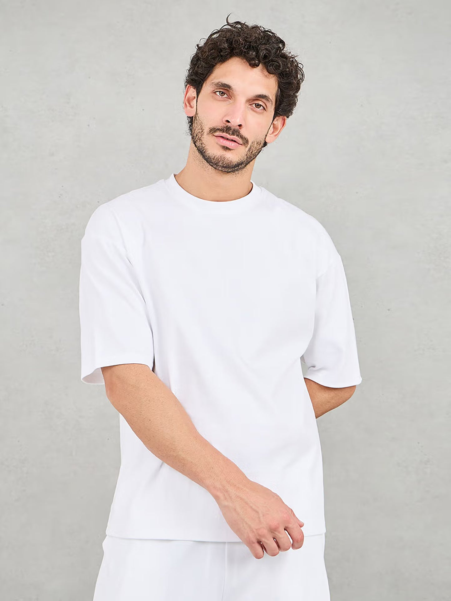 Styli White Back Contrast 7 Print T-shirt & Open Hem Jogger Interlock Co-ords Set