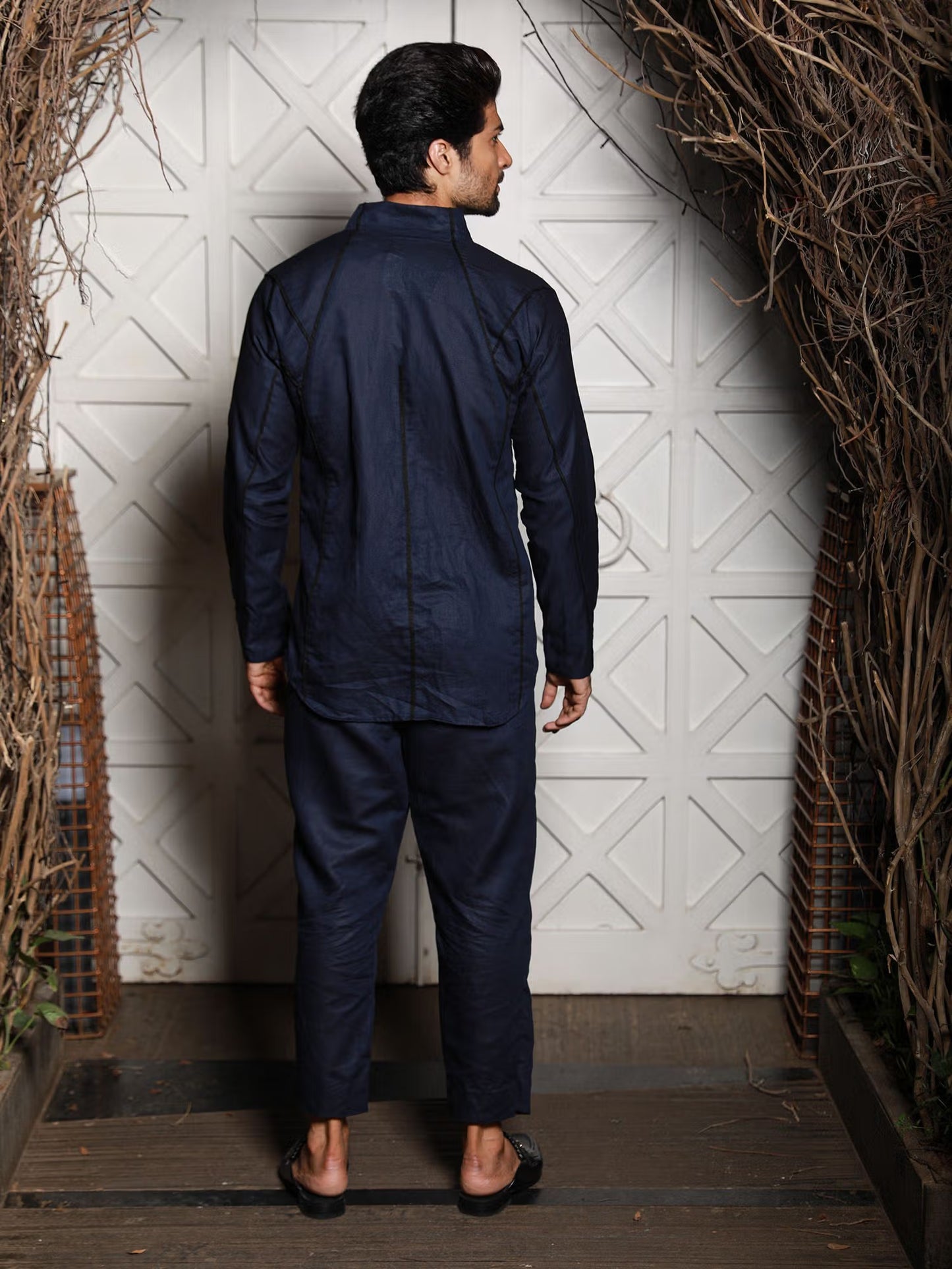 Echke Navy Blue Linen Co-ord Set