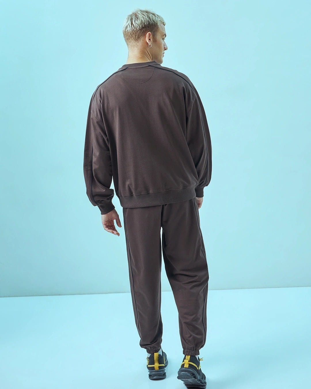 Men's Brown Grafield Graphic Printed Oversized Co-ord Set