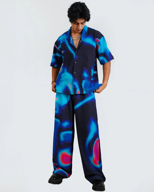 Men's Blue All Over Printed Oversized Co-ord Set