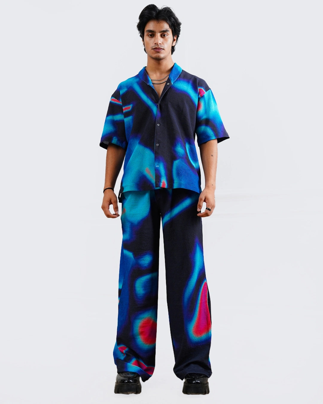 Men's Blue All Over Printed Oversized Co-ord Set