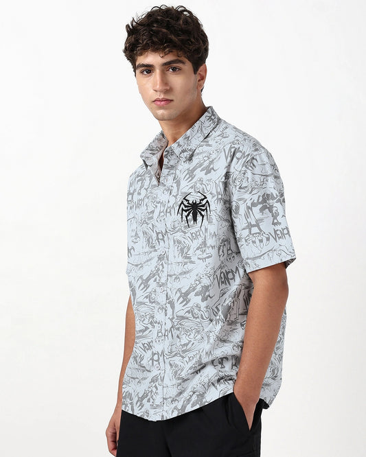 Men's Grey Venom All Over Printed Oversized Shirt