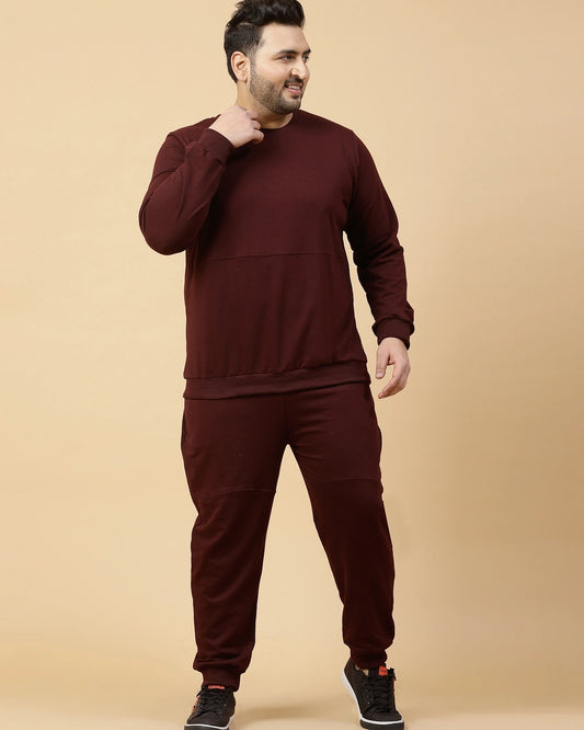 Men's Maroon Plus Size Co-ord Set