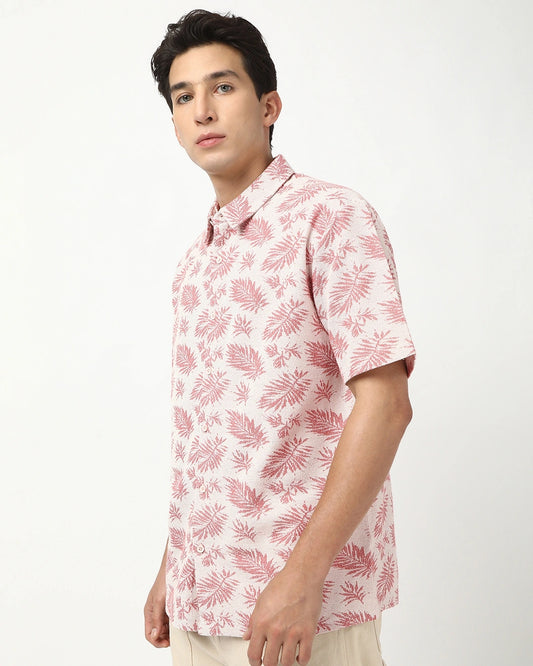 Men's Soft Peach All Over Printed Oversized Shirt