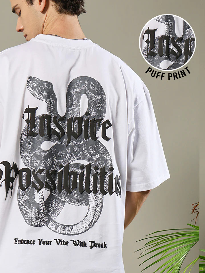 Inspire Possibilities Puff Printed Men Oversized T-shirt