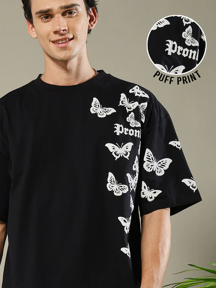 Butterfly Puff Printed Men Oversized T-shirt
